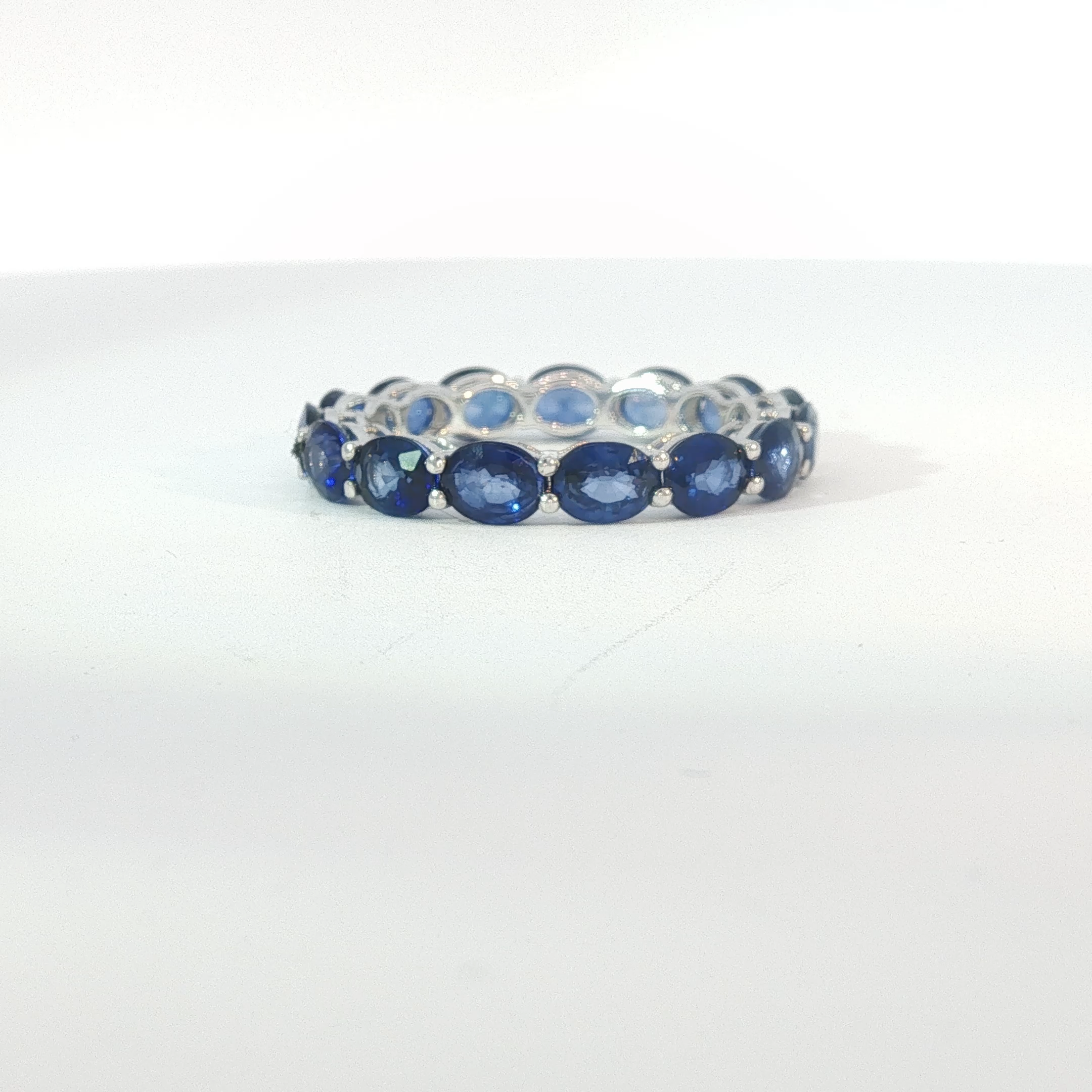 Oval Royal Blue Sapphire White Gold Eternity Ring