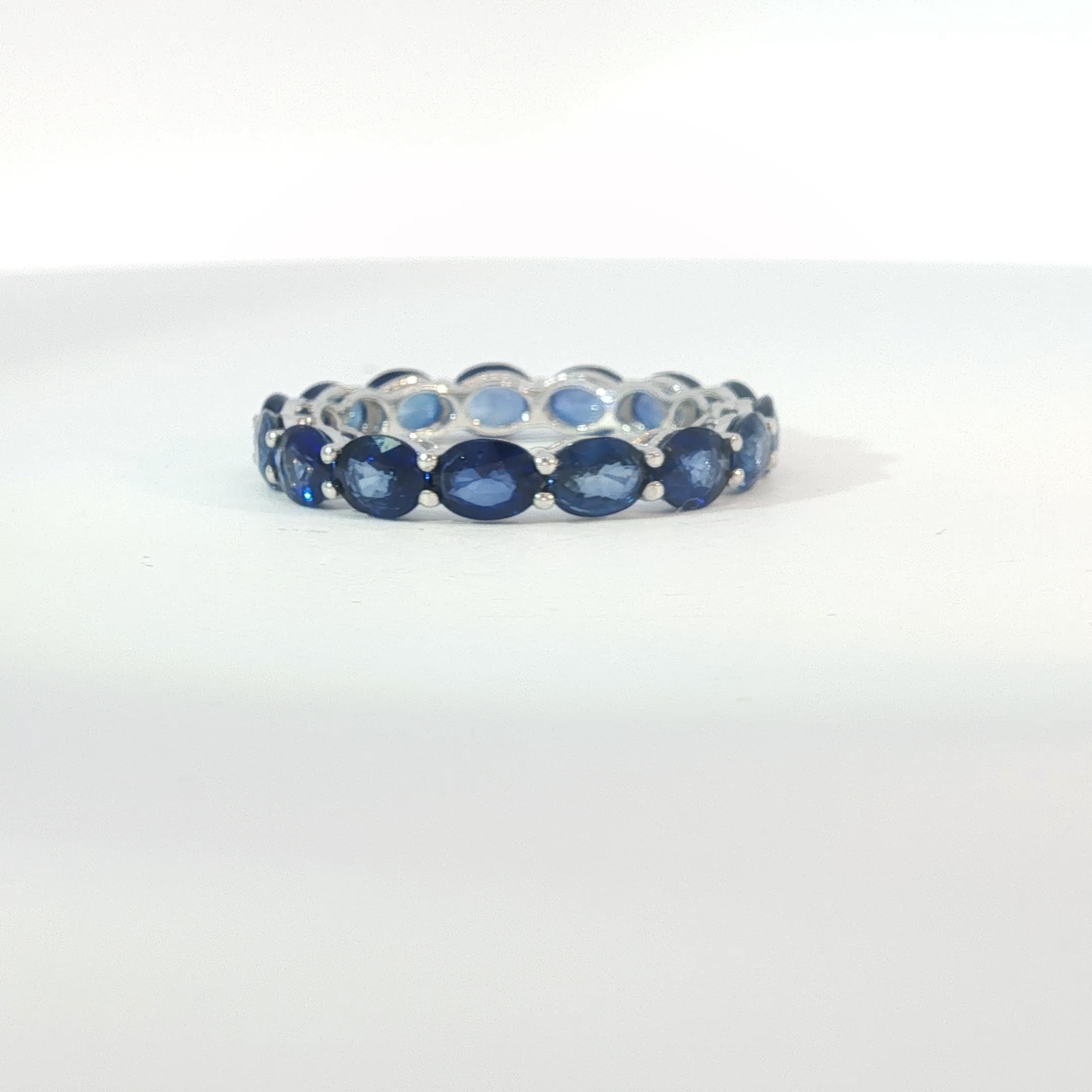 Oval Royal Blue Sapphire White Gold Eternity Ring
