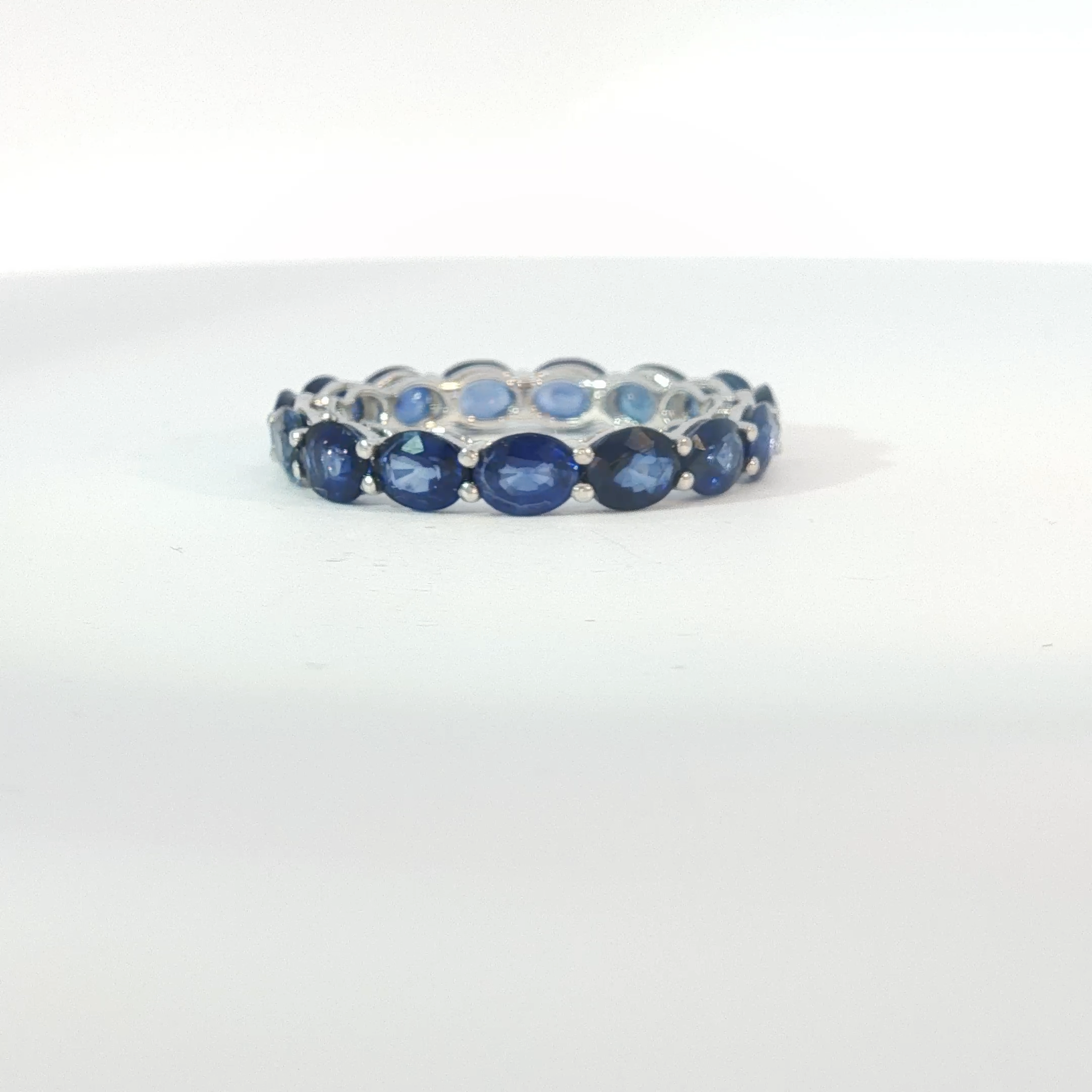 Oval Royal Blue Sapphire White Gold Eternity Ring
