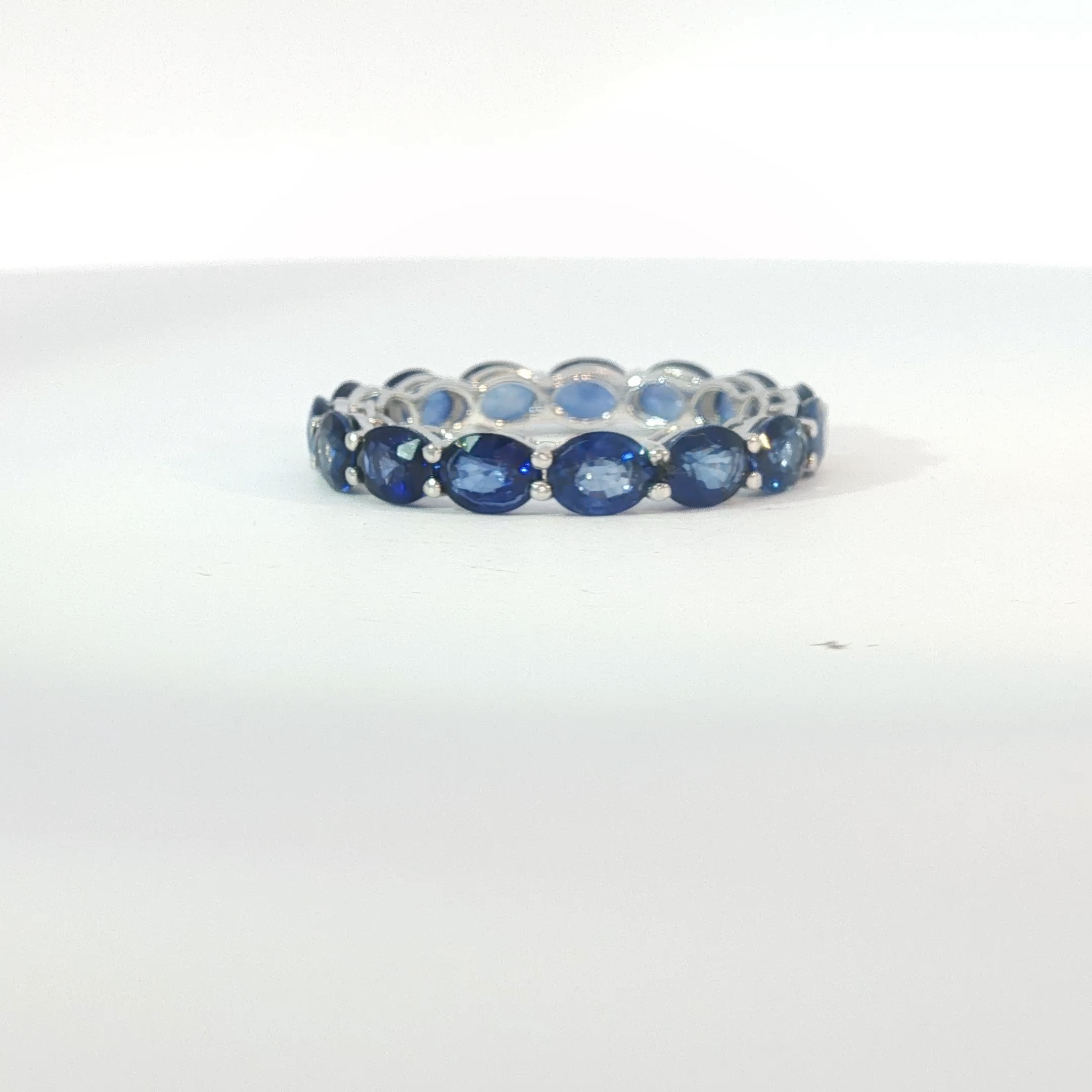 Oval Royal Blue Sapphire White Gold Eternity Ring