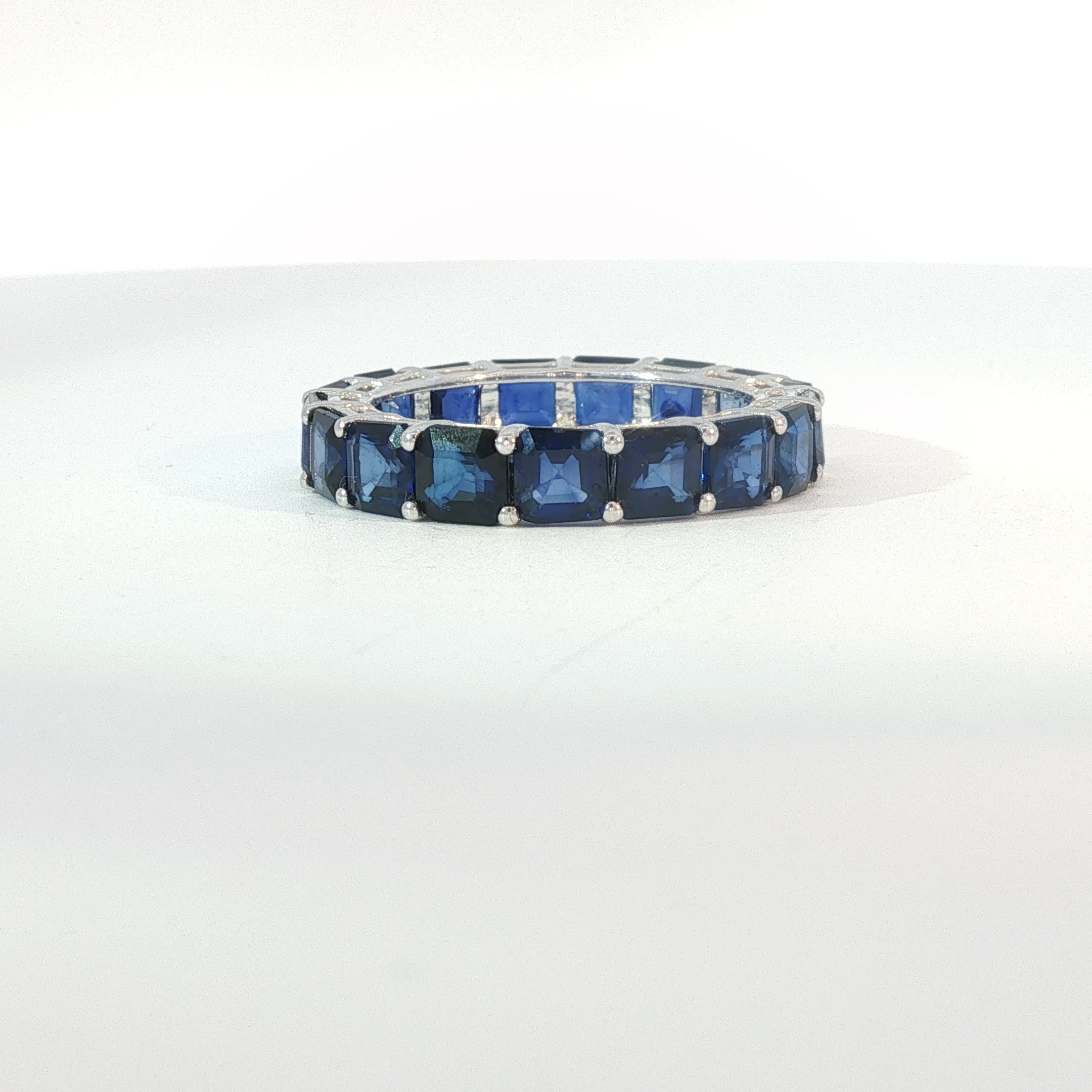 Royal Blue Sapphire Eternity Ring in White Gold