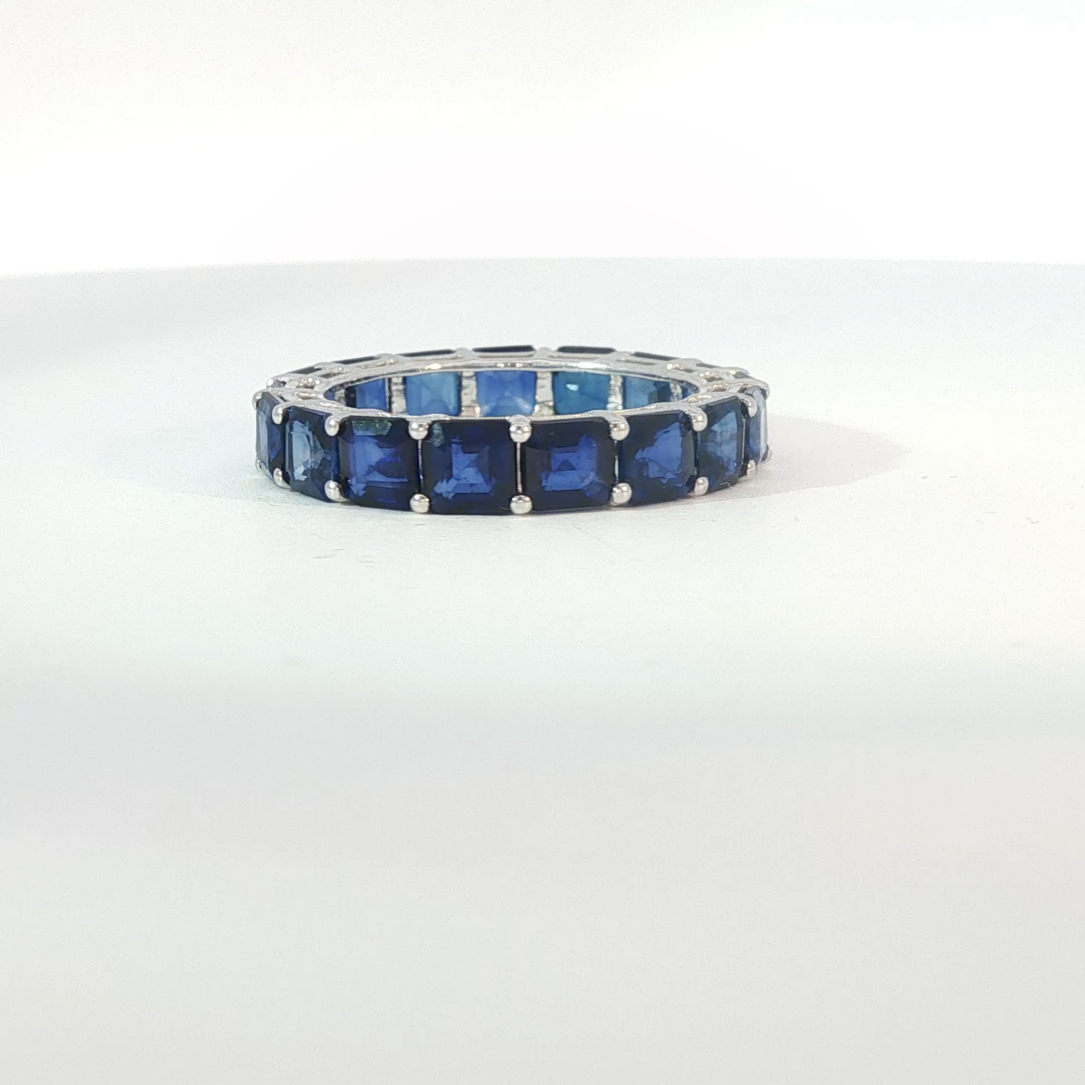 Royal Blue Sapphire Eternity Ring in White Gold