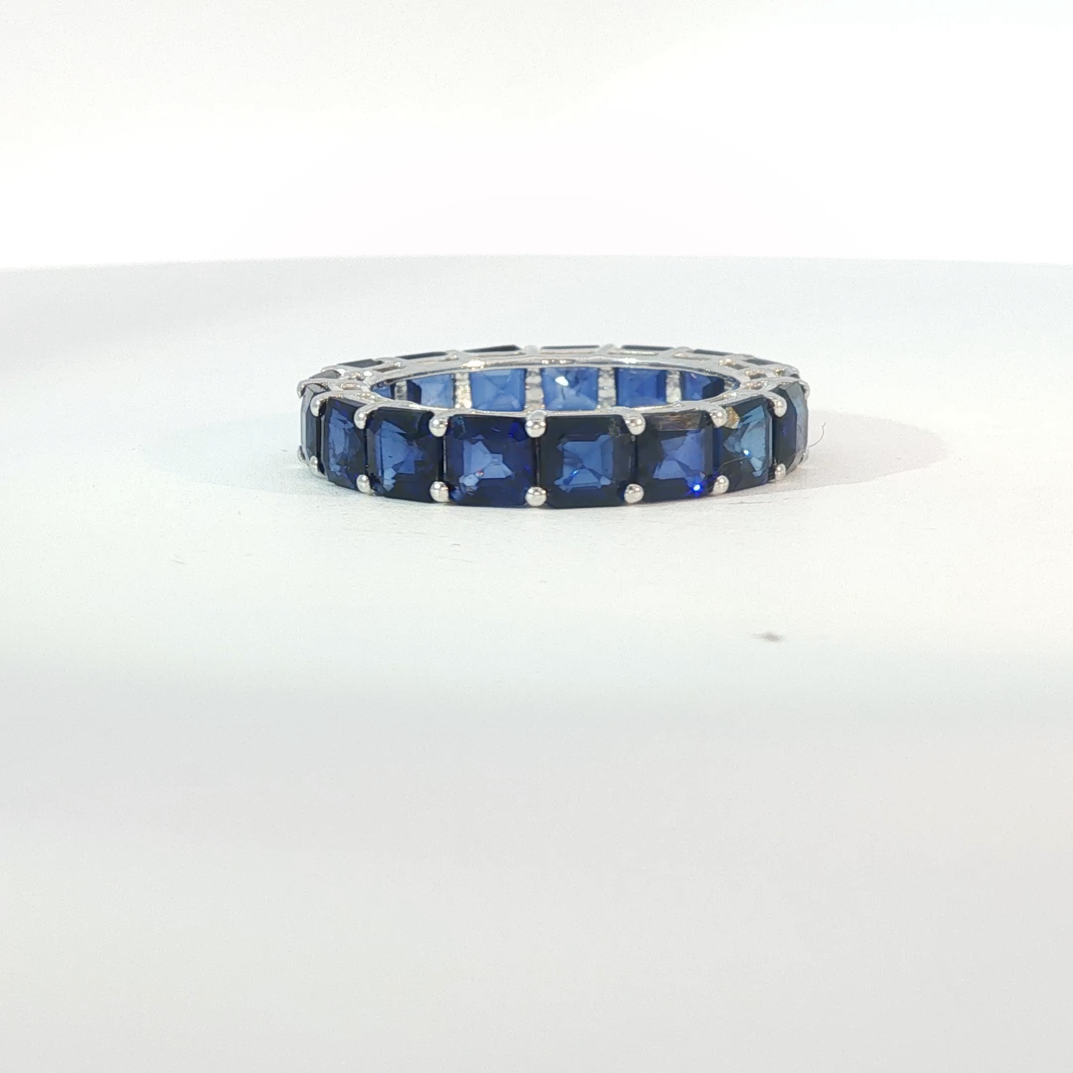 Royal Blue Sapphire Eternity Ring in White Gold