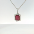 Load image into Gallery viewer, White Gold Ruby Halo Pendant
