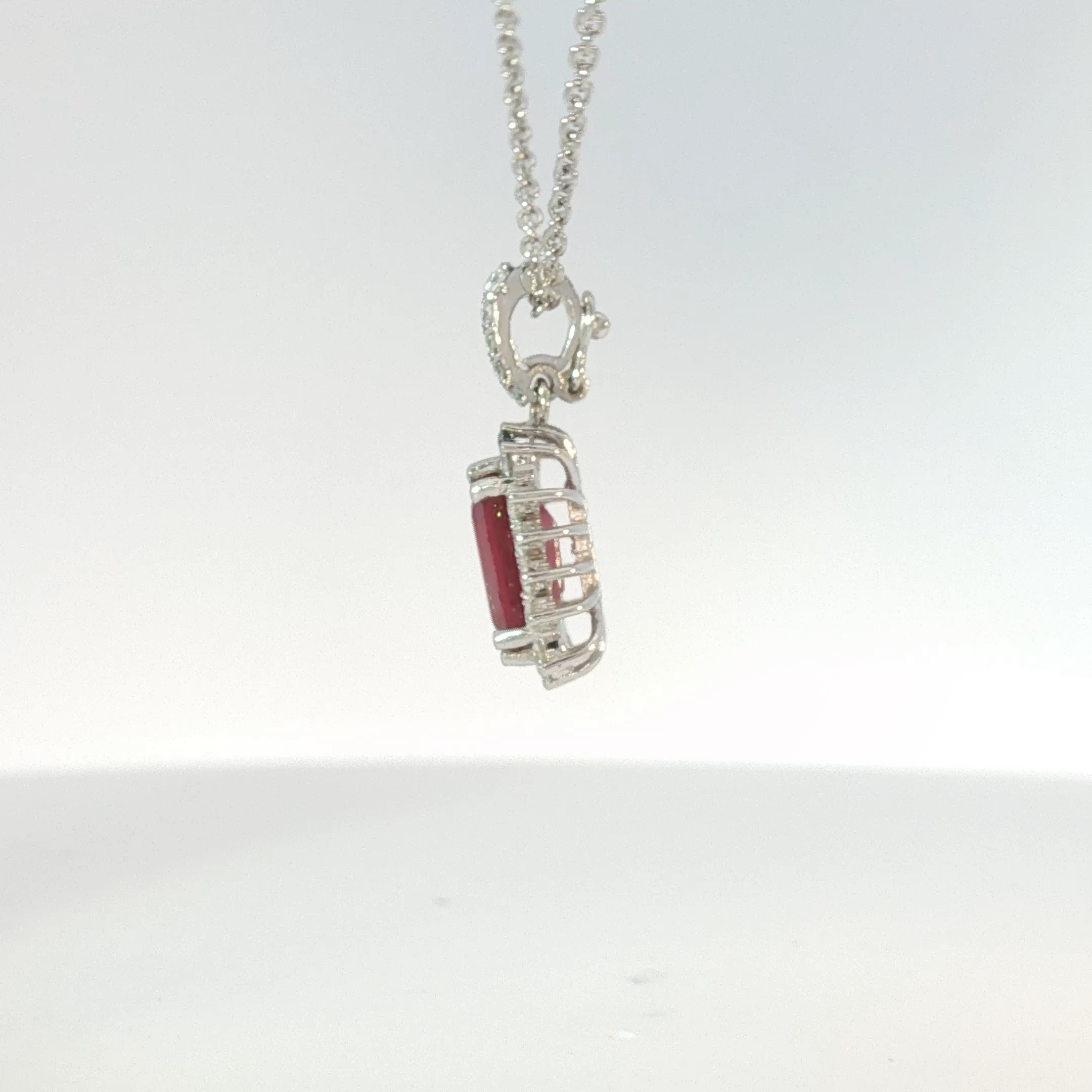 White Gold Ruby Halo Pendant