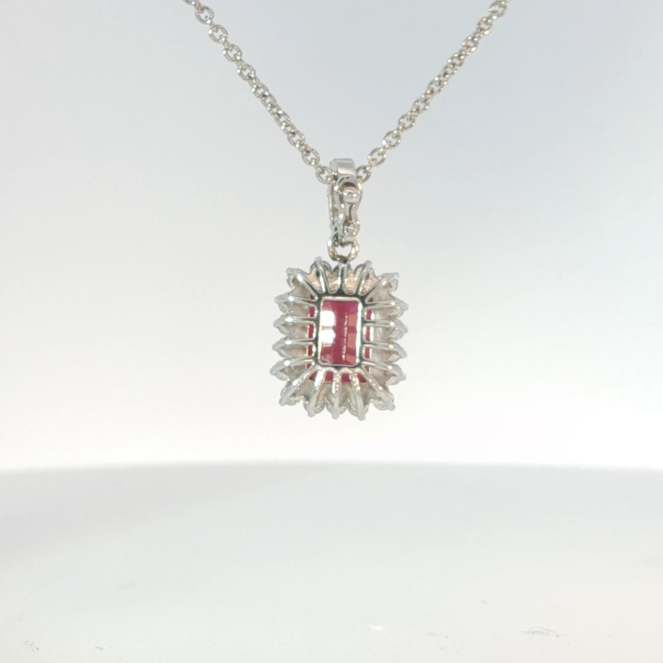 White Gold Ruby Halo Pendant