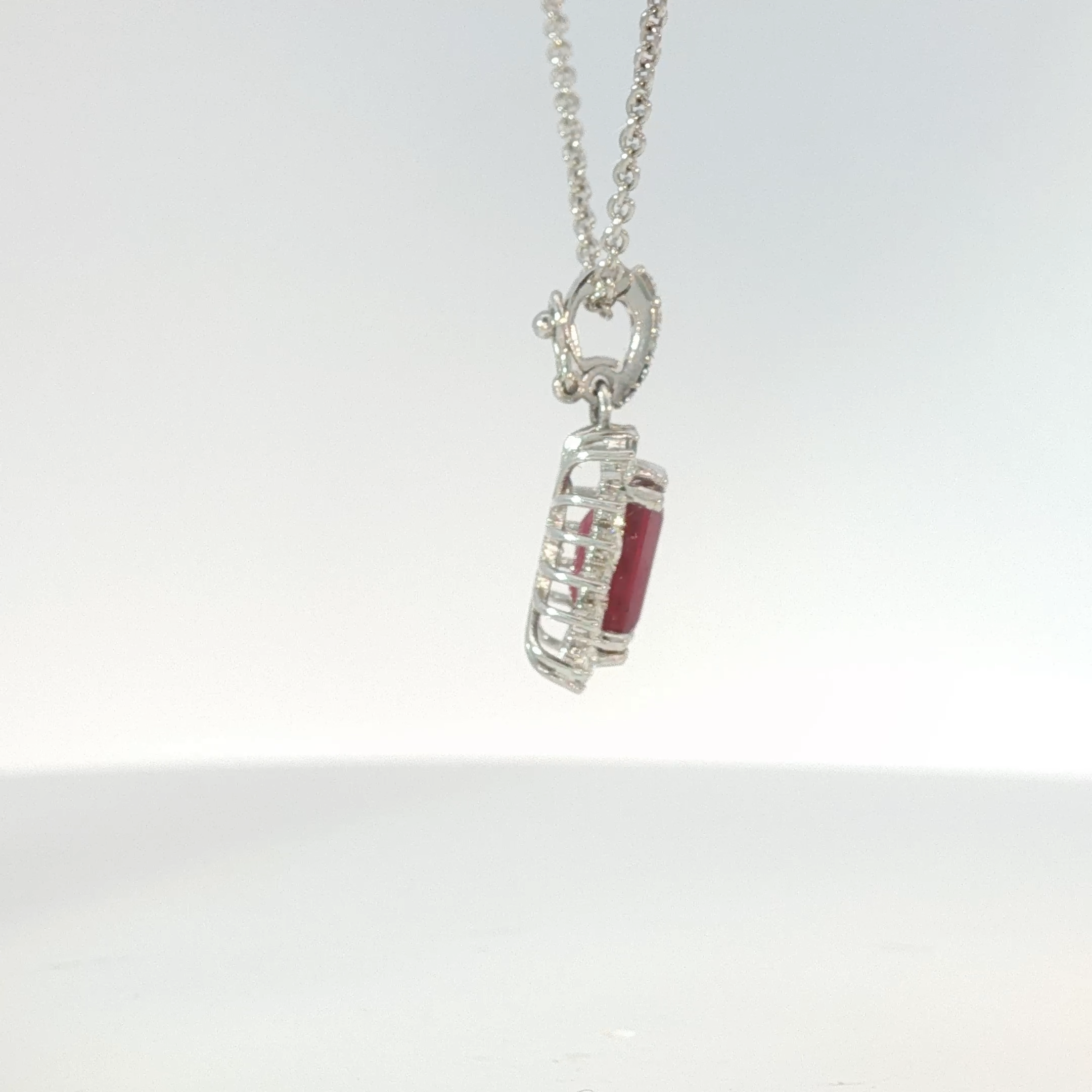 White Gold Ruby Halo Pendant