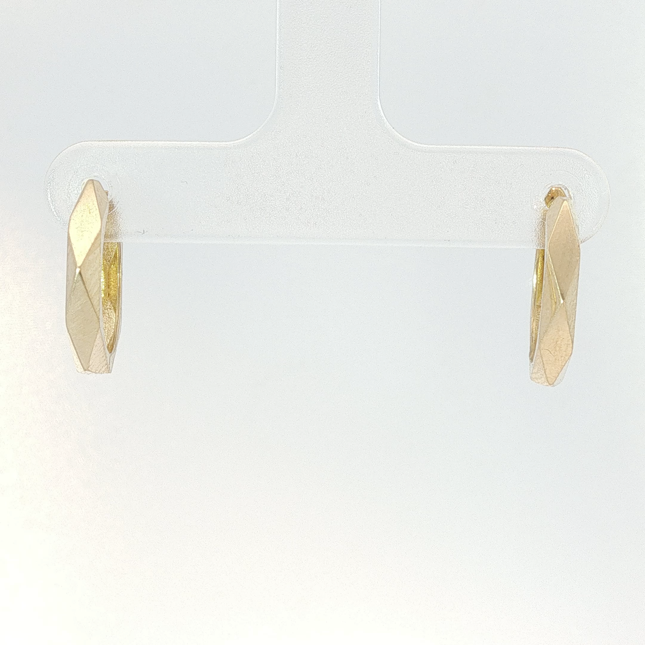 Geometric Faceted Yellow Gold Hoop Earrings