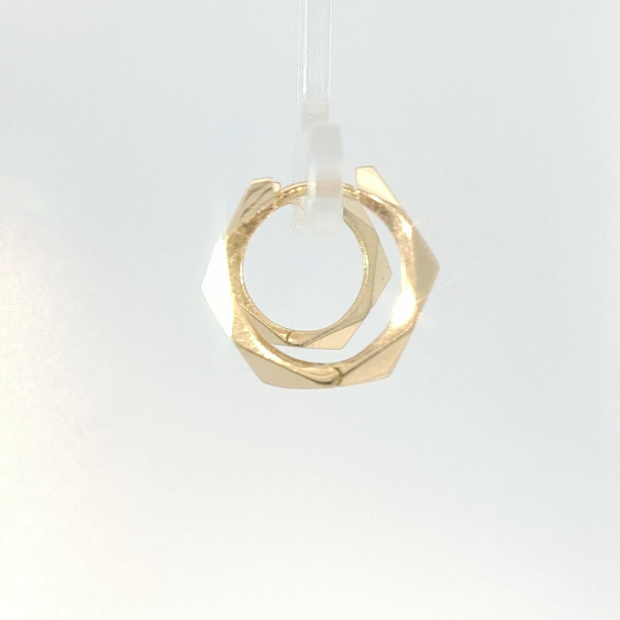 Geometric Faceted Yellow Gold Hoop Earrings