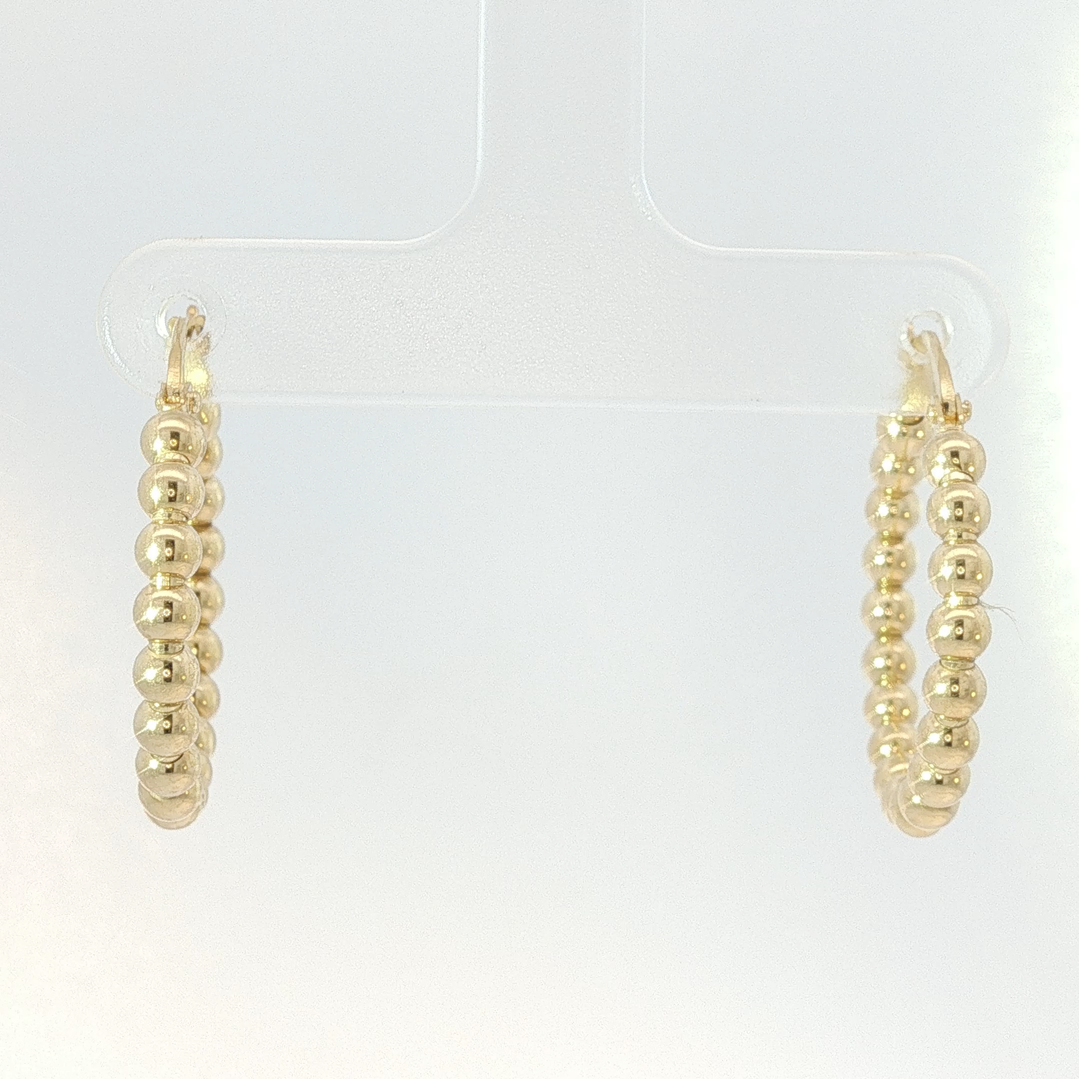 Beaded Yellow Gold Hoop Earrings