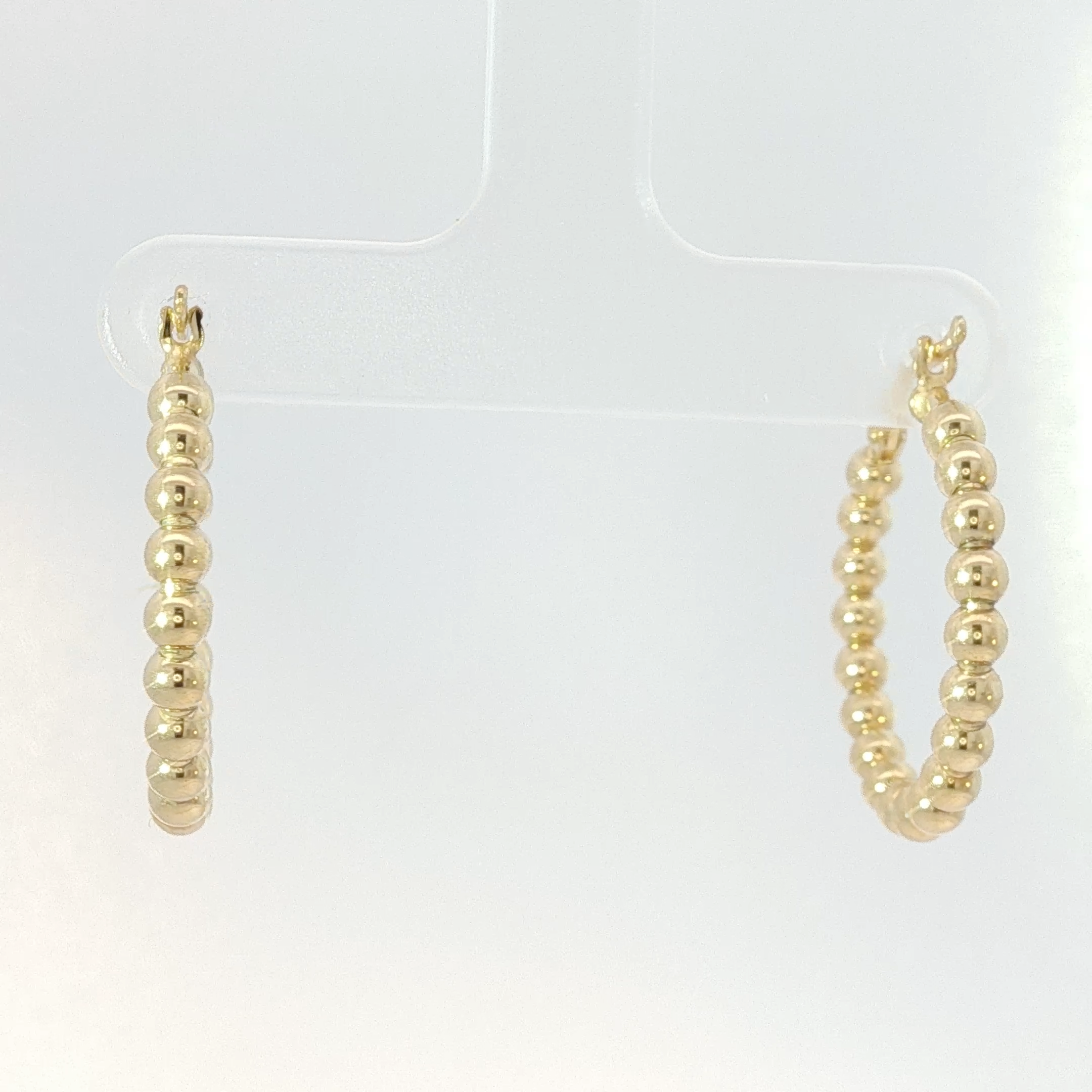 Beaded Yellow Gold Hoop Earrings