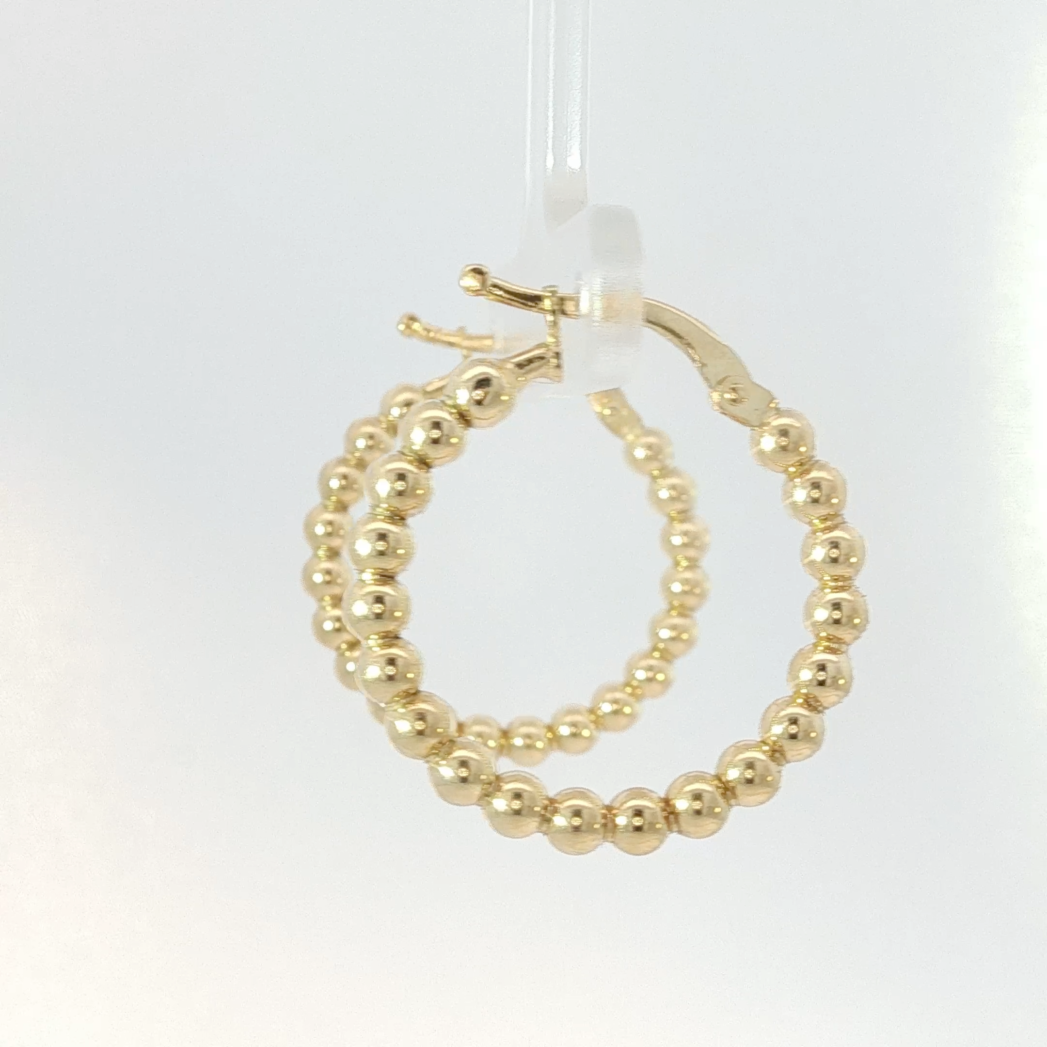 Beaded Yellow Gold Hoop Earrings