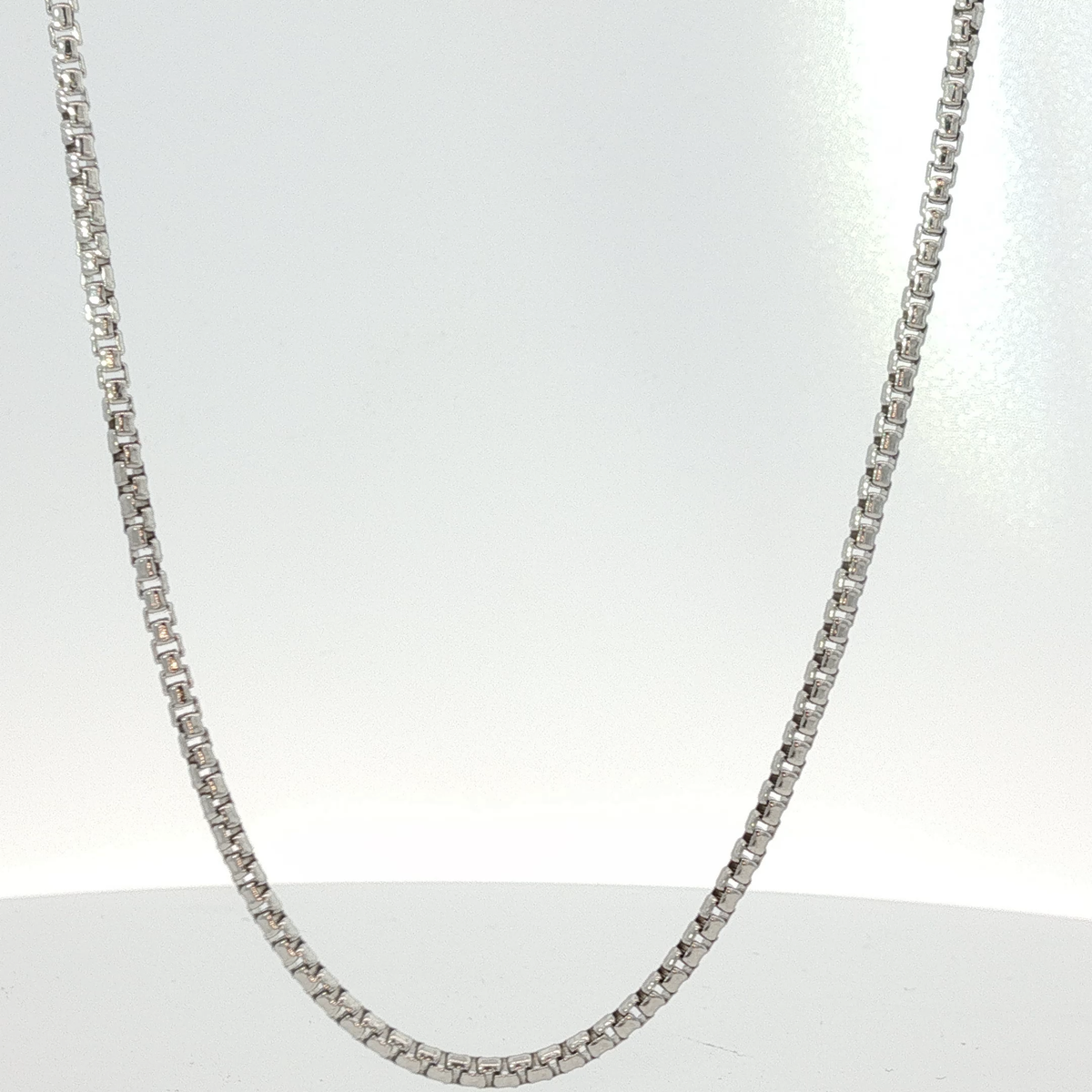 Classic Box Chain Necklace in White Gold
