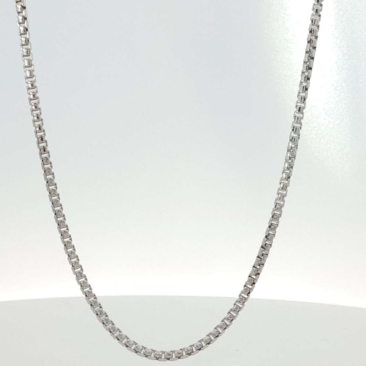 Classic Box Chain Necklace in White Gold