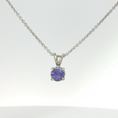 Load image into Gallery viewer, Round Tanzanite Solitaire Pendant in White Gold
