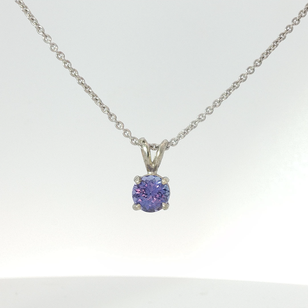 Round Tanzanite Solitaire Pendant in White Gold
