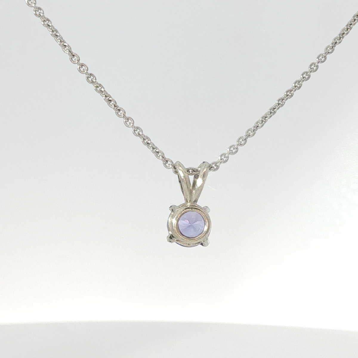 Round Tanzanite Solitaire Pendant in White Gold