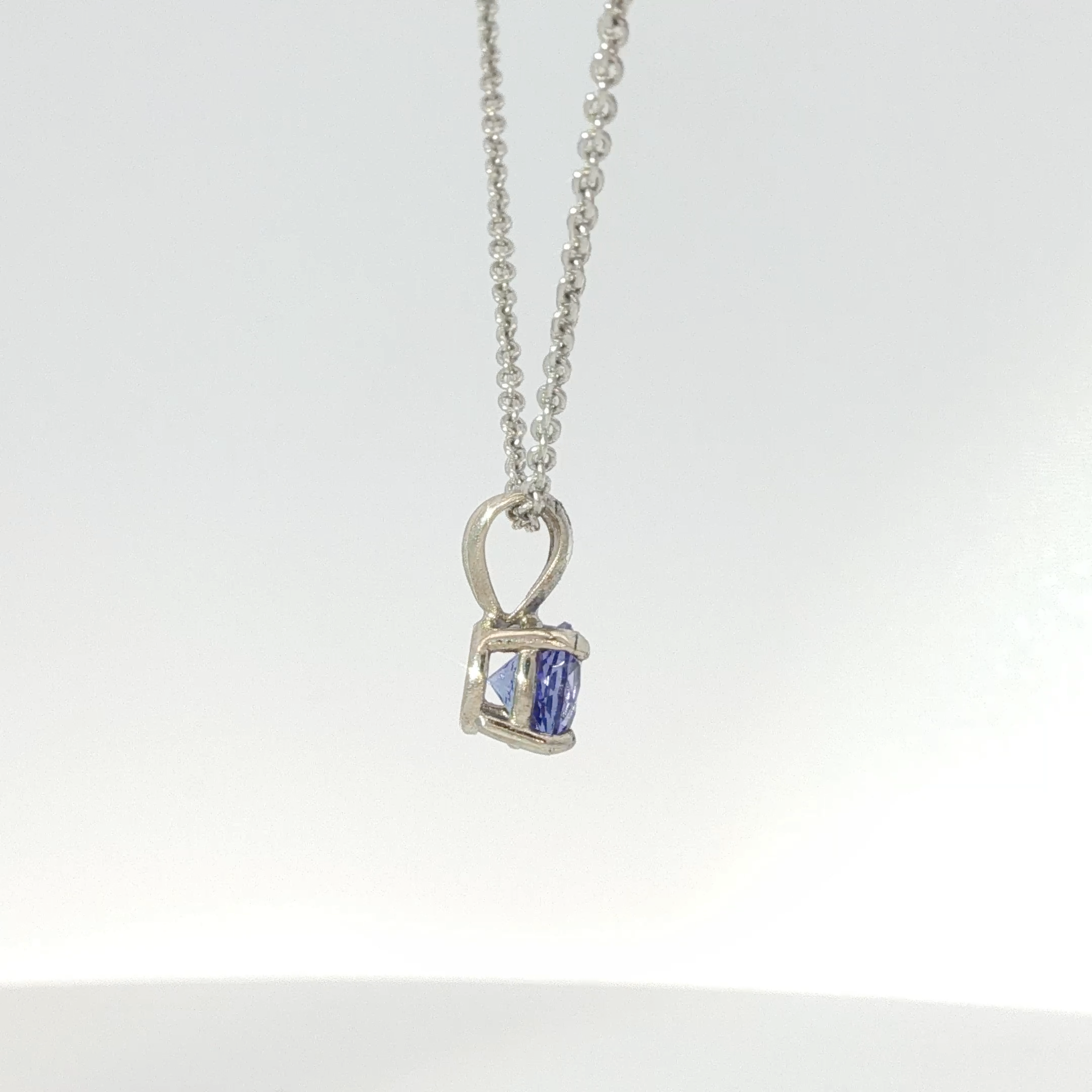 Round Tanzanite Solitaire Pendant in White Gold