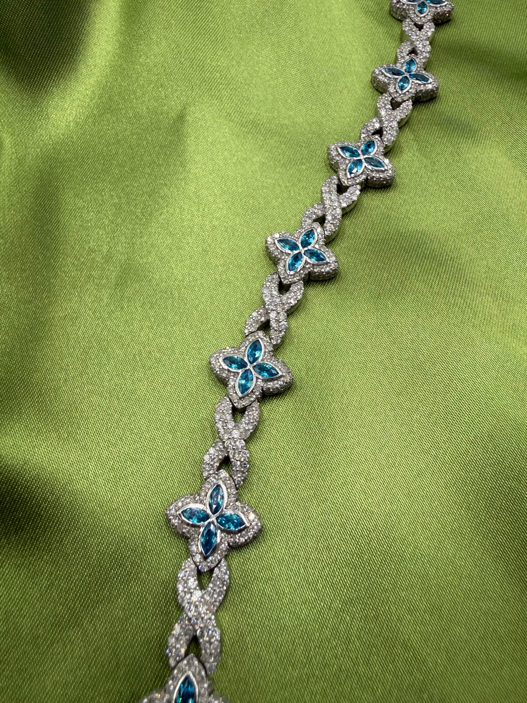 SIlver Floral Infinity Link Bracelet