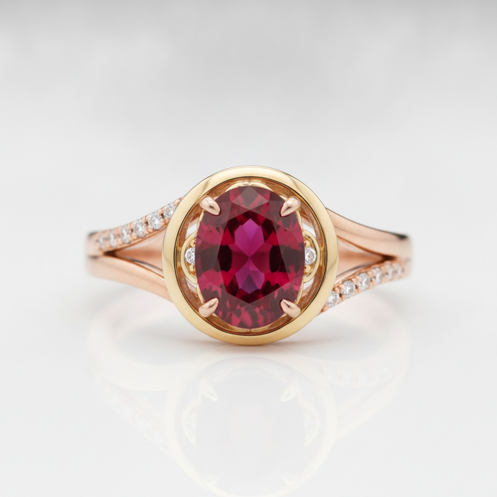 Custom 14K Rose Gold Ruby Ring