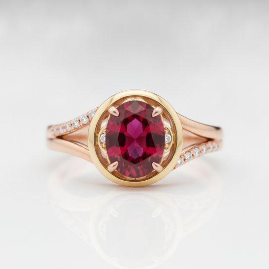 Custom 14K Rose Gold Ruby Ring