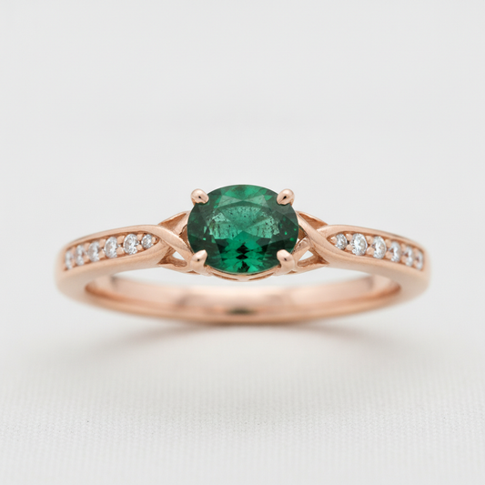 Custom 14K Rose Gold Emerald Ring