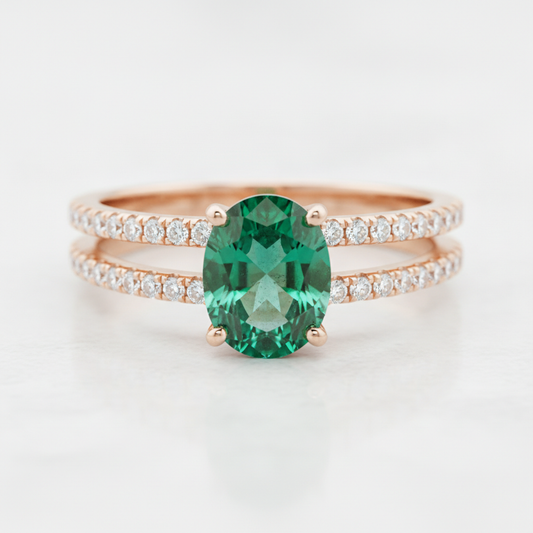 Custom 14K Rose Gold Emerald Ring