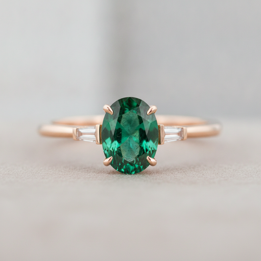 Custom 14K Rose Gold Emerald Ring