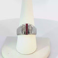 Load and play video in Gallery viewer, Square Step Cut Deep Red Ruby and Brilliant Diamond White Gold Signet Ring
