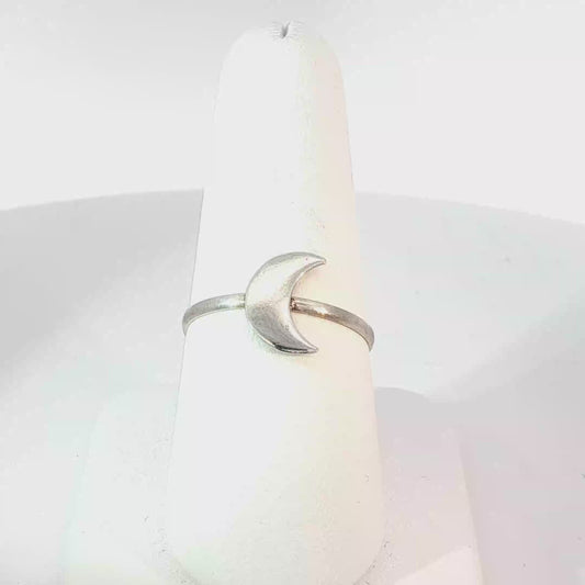 Sterling Silver Crescent Moon Band Ring