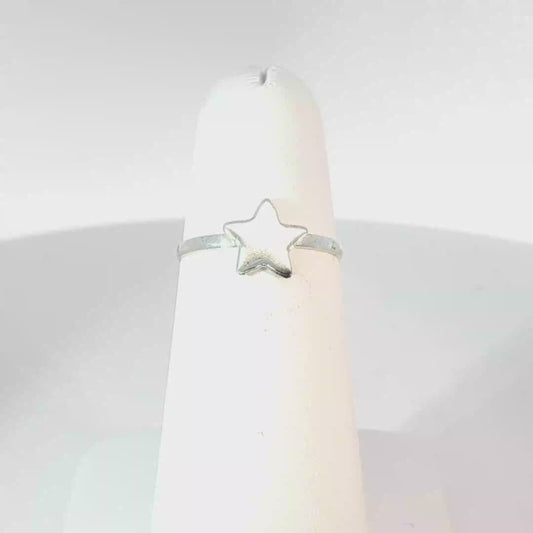 Silver Band Ring with Star Accent
