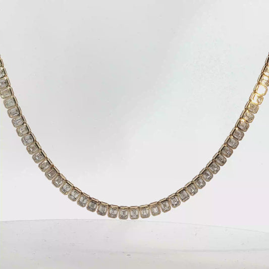 Emerald Cut Diamond Tennis Necklace