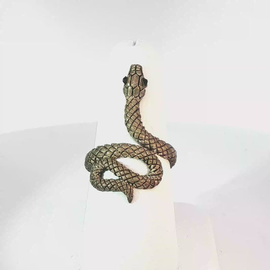 Edgy Serpent Band Ring in Yellow Gold Finish