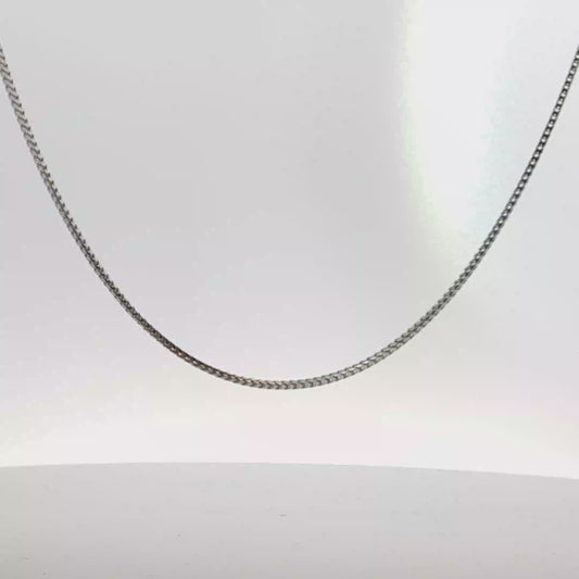 Classic Woven Chain Necklace in White Gold
