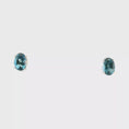 Load and play video in Gallery viewer, Gold Stud Earrings with Oval BlueTopaz Cabochons
