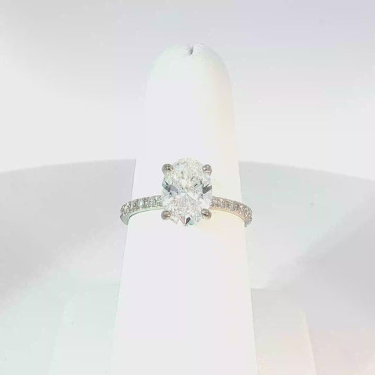 Oval Cut Diamond Multistone Ring in White Gold