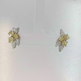 Load and play video in Gallery viewer, Fancy Intense Yellow Diamond Cluster Earrings in White Gold

