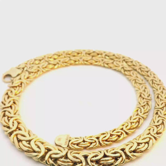 Luxurious Yellow Gold Byzantine Chain Necklace