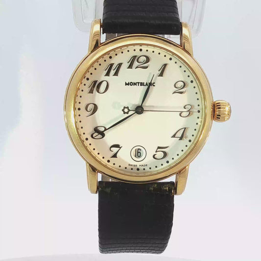 Montblanc Watch with Black Leather Strap