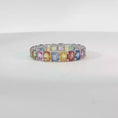 Load and play video in Gallery viewer, Multi-Color Sapphire Emerald Cut Eternity Ring in White Gold
