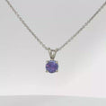 Load and play video in Gallery viewer, Round Tanzanite Solitaire Pendant in White Gold
