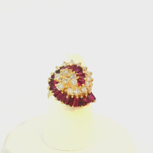 Spiral Ruby and Diamond Ring
