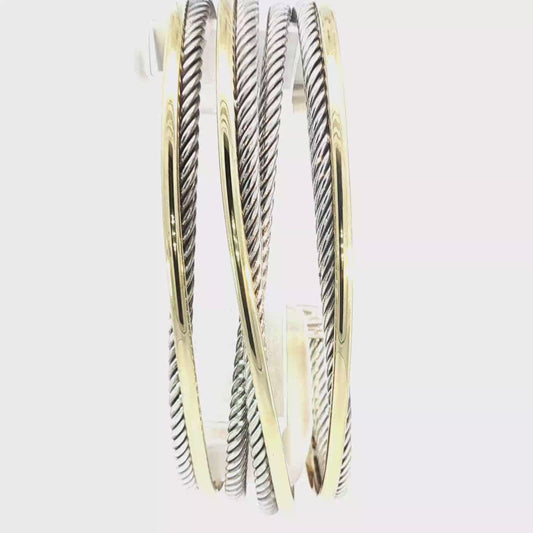 David Yurman Yellow Gold & Silver Bangle