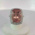 Load and play video in Gallery viewer, White Gold Cocktail Ring with Reddish Orange Morganite Gemstone
