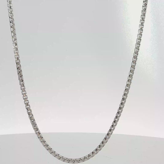 Classic Box Chain Necklace in White Gold