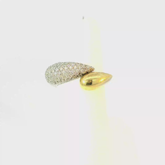 Gold Ring with Round Brilliant Pave Set Diamonds