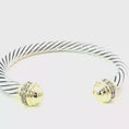 Load and play video in Gallery viewer, David Yurman Twisted Silver Bangle with 18K Gold & diamond Accents Caps
