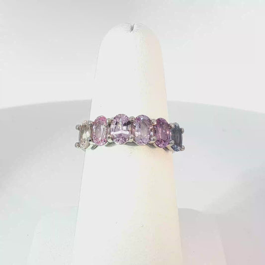 14K Multistone Ring with Pale Pink Sapphire Accents
