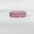 Load and play video in Gallery viewer, Emerald Cut Vivid Pink Sapphire White Gold Eternity Ring
