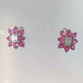Load and play video in Gallery viewer, Vivid Pink Sapphire Floral Cluster Earrings in White Gold
